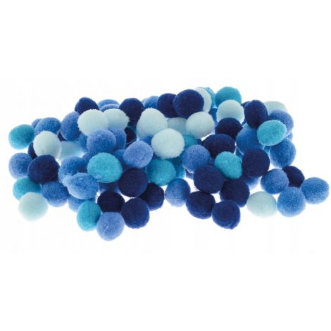Pompony kreatywne Brewis 1cm Niebieskie Mix, 100szt - 2